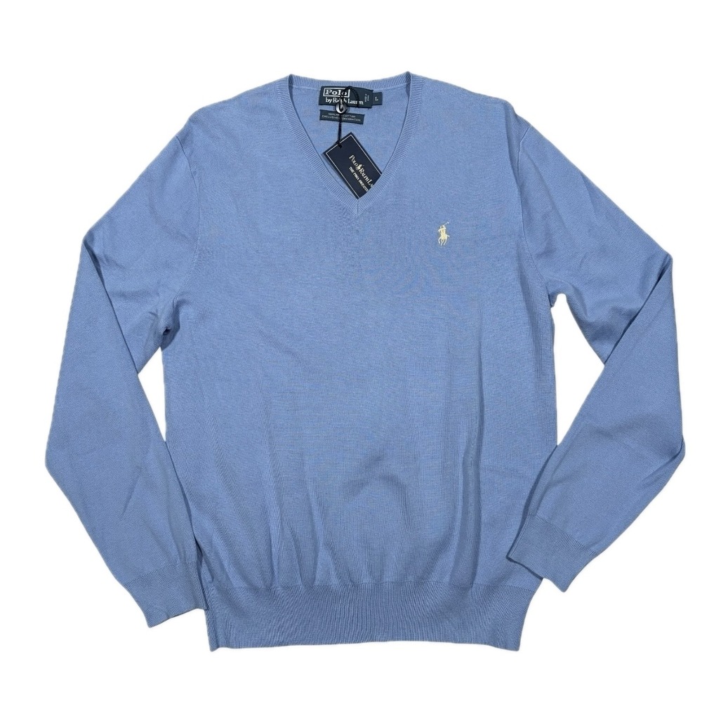Polo Ralph Lauren The Pima Cotton Sweater Men's L V-Neck Pullover Pony Preppy